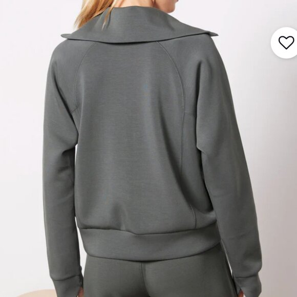 SPANX AirEssentials Half Zip Dark Palm Luxurious Soft Comfortable Size L - Picture 3 of 7